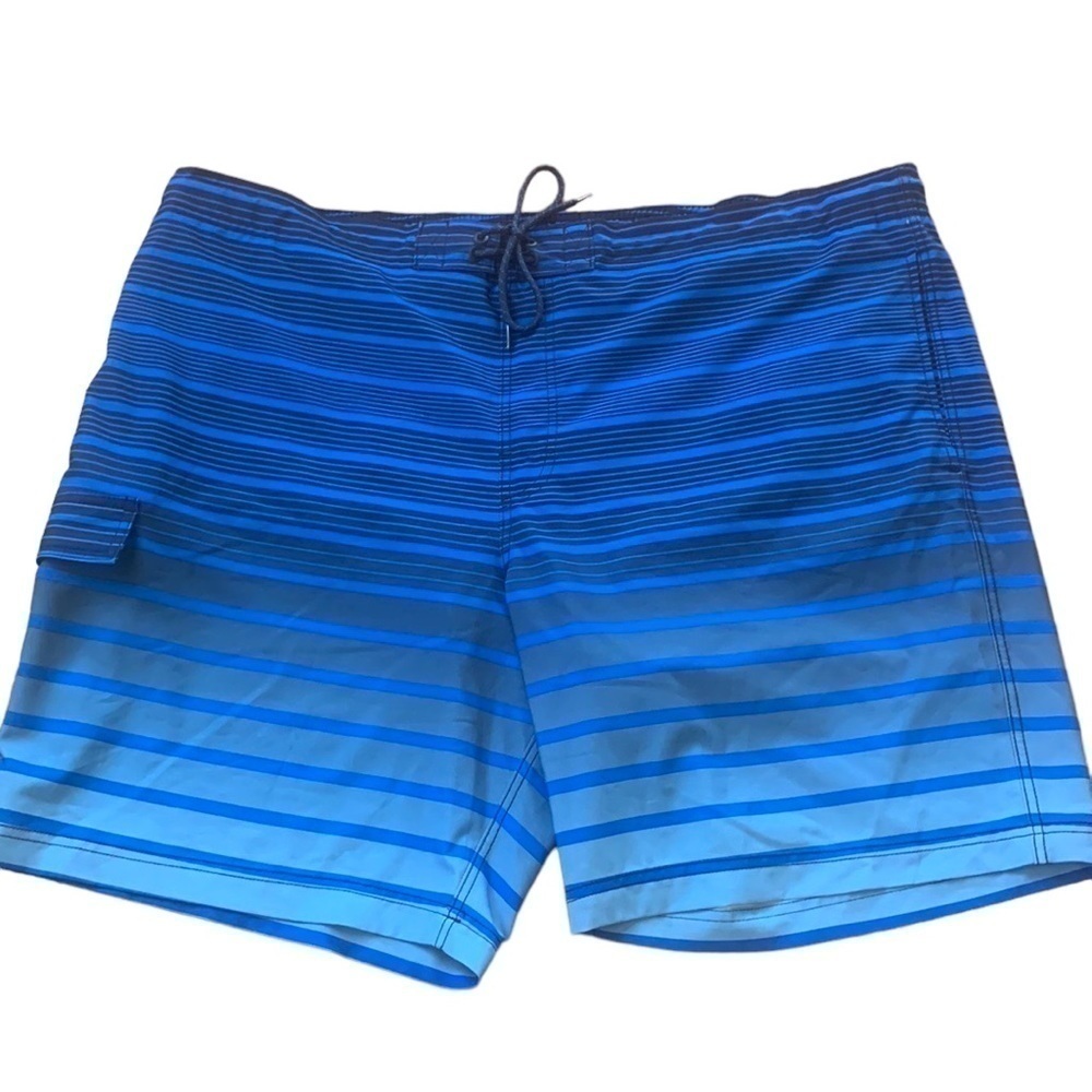 George Mens Blue Striped Swim Suit Size 2XL‎